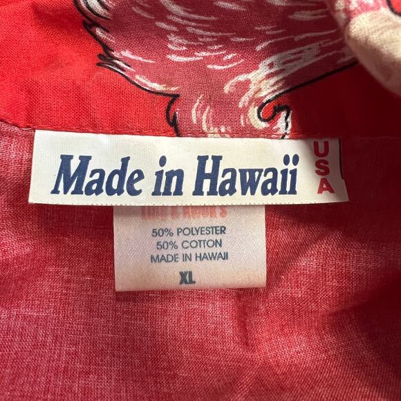 Vintage Ling & Kwok's Hawaiian Shirt Womens XL Red Short Sleeve Hula Girls - Picture 5 of 6